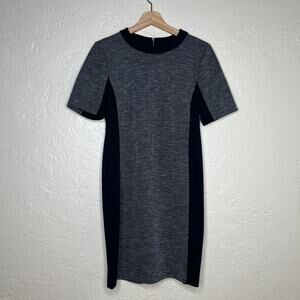 Halogen Women's Black Gray Tweed Sheath Dress 12P Petite Mixed Media